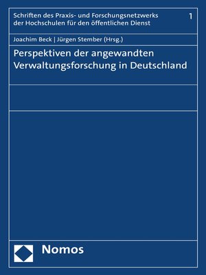 cover image of Perspektiven der angewandten Verwaltungsforschung in Deutschland